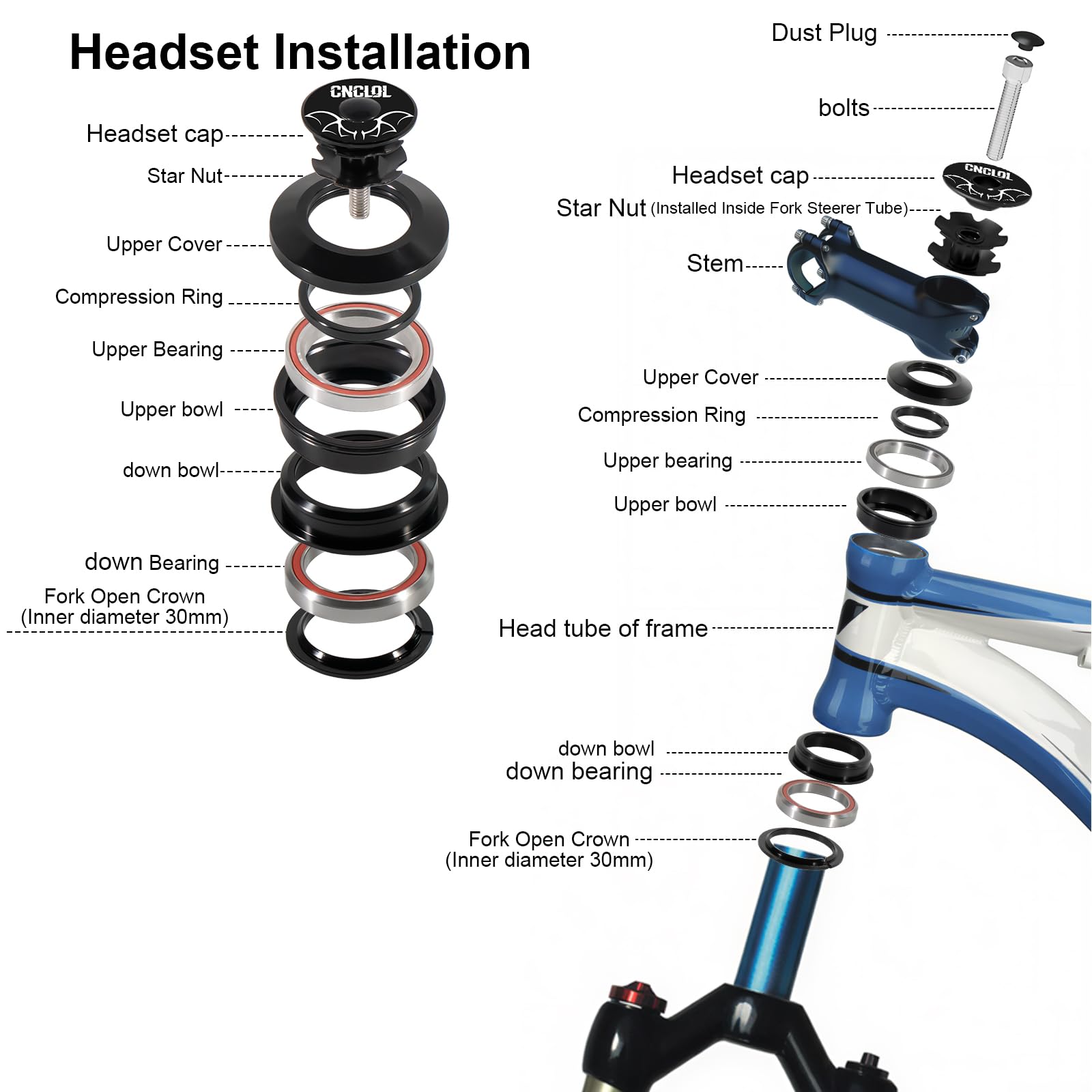 Amazon | CNC 1-1/8インチ バイクヘッドセット 34mm 44mm 41.8-52mm 44